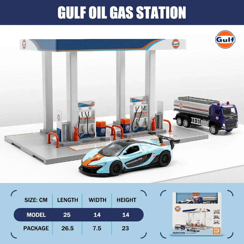 Diecast Model Car Assembly Kit Gas Station Theme for Collectors - ToylandEU