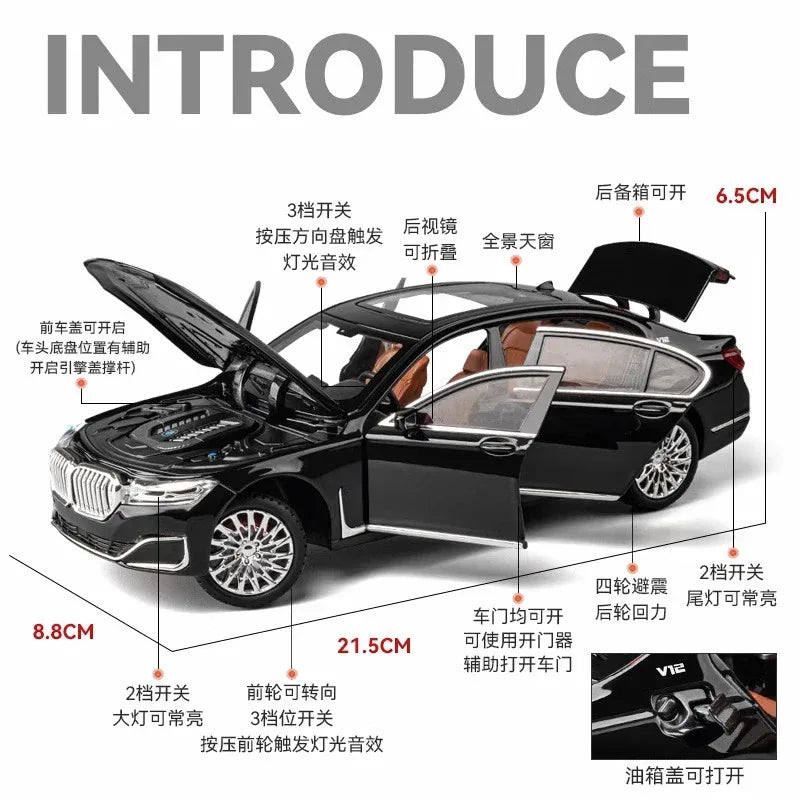 Diecast Model Car BMW 760Li Alloy Construction For Collectors - ToylandEU