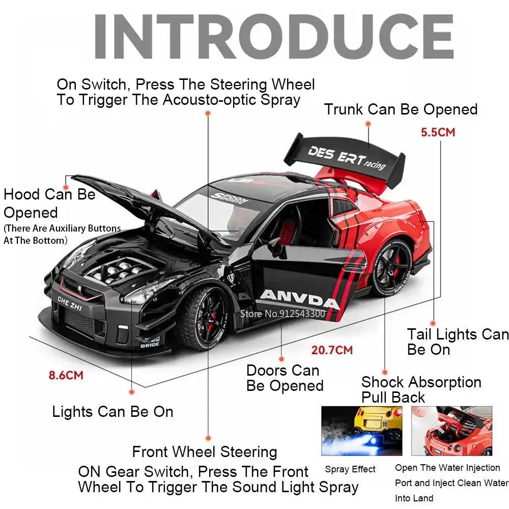  1to24 Diecast GTR R34 Race Car With Sound And Lights -  ToylandEU™