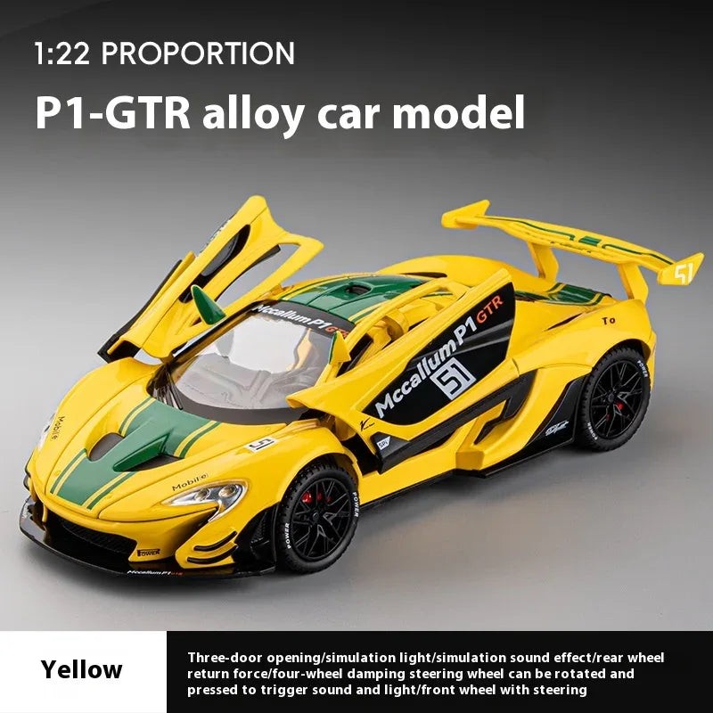 Diecast Model Car McLaren P1 GTR With Sound And Light Gift For Boyfriend - ToylandEU