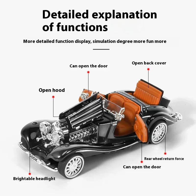 Diecast Model Car Mercedes 500K Sound And Light Gift For Boyfriend - ToylandEU