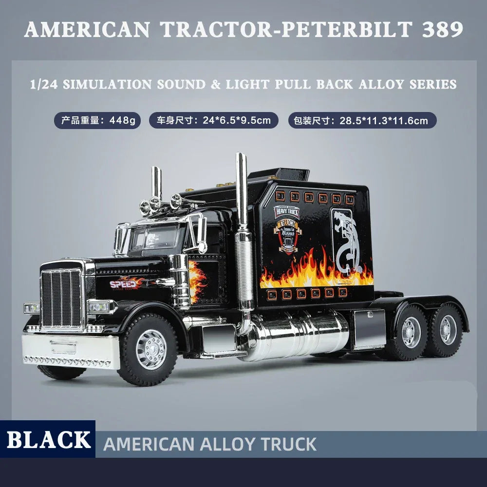 Diecast Peterbilt 389 Scale Model Truck with Open Doors for Collectors - ToylandEU