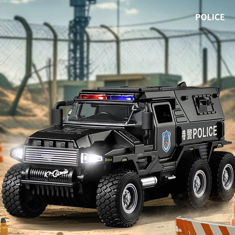 Diecast Police Truck | Light & Sound Pull Back | Toylandeu™