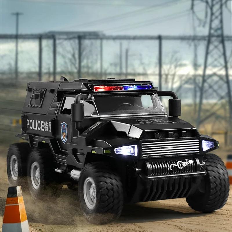 Diecast Police Truck | Light & Sound Pull Back | Toylandeu™