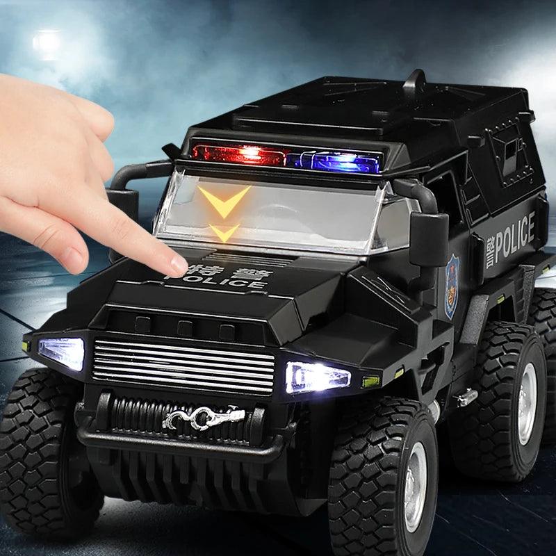 Diecast Police Truck | Light & Sound Pull Back | Toylandeu™