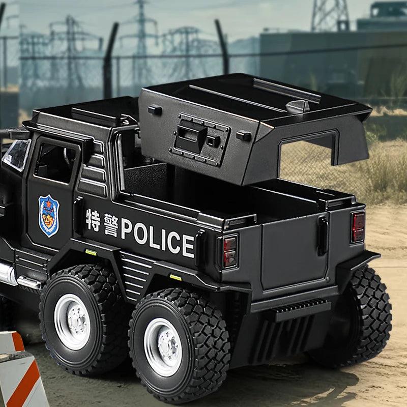 Diecast Police Truck | Light & Sound Pull Back | Toylandeu™