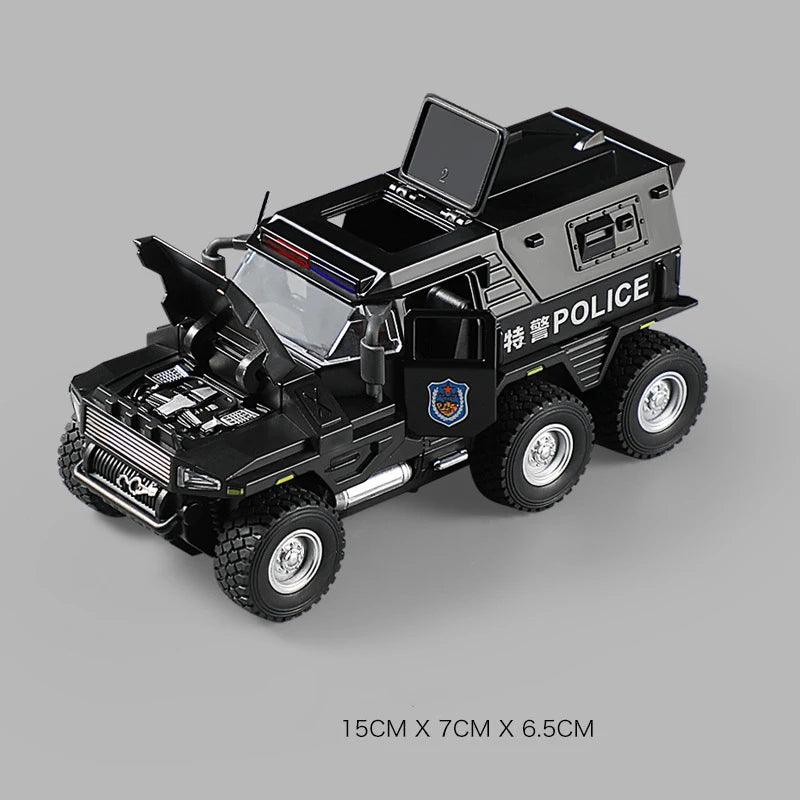 Diecast Police Truck | Light & Sound Pull Back | Toylandeu™