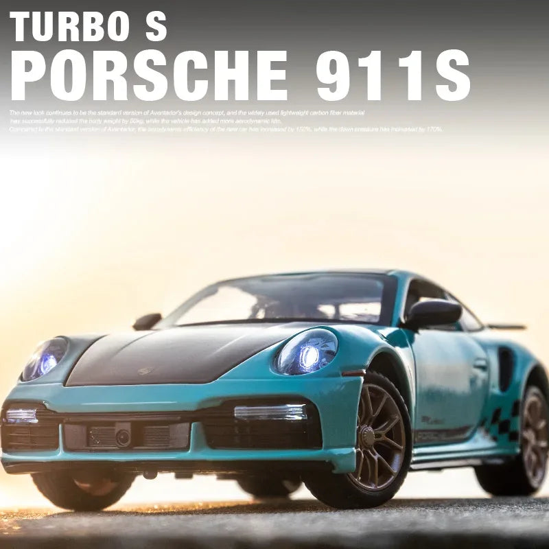 Diecast Porsche 911 Turbo S Pull Back with Sound and Light for Boys - ToylandEU
