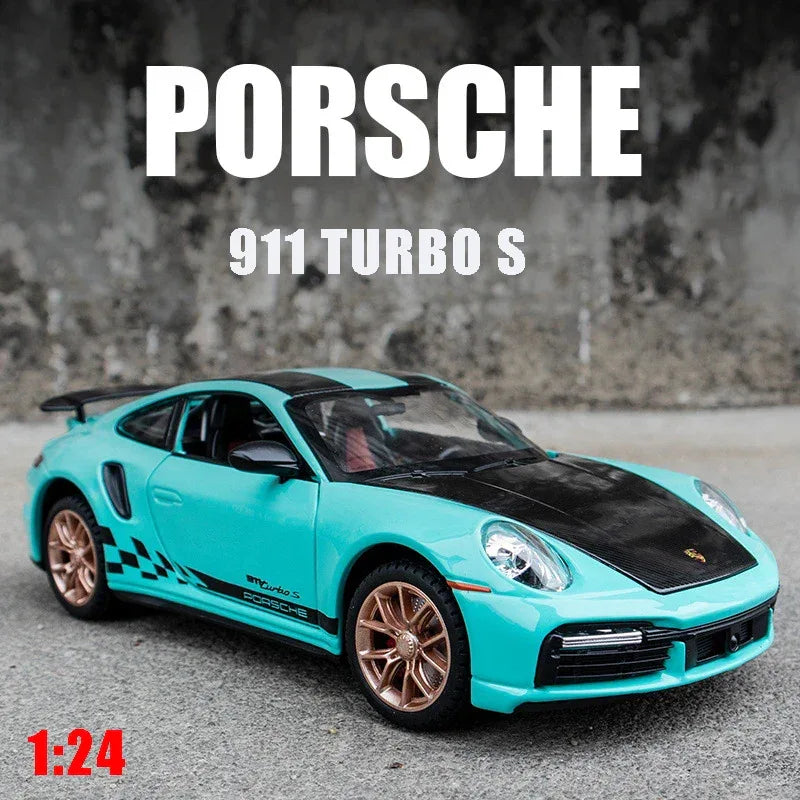 Diecast Porsche 911 Turbo S Pull Back with Sound and Light for Boys - ToylandEU