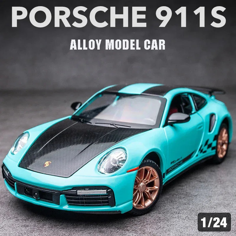 Diecast Porsche 911 Turbo S Pull Back with Sound and Light for Boys - ToylandEU