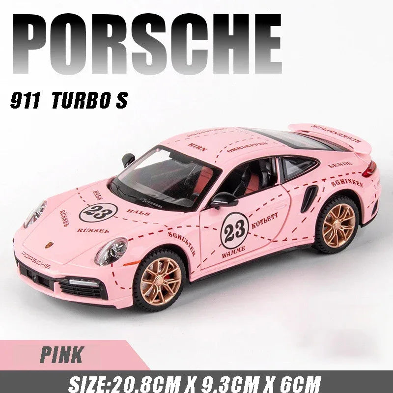 Diecast Porsche 911 Turbo S Pull Back with Sound and Light for Boys - ToylandEU