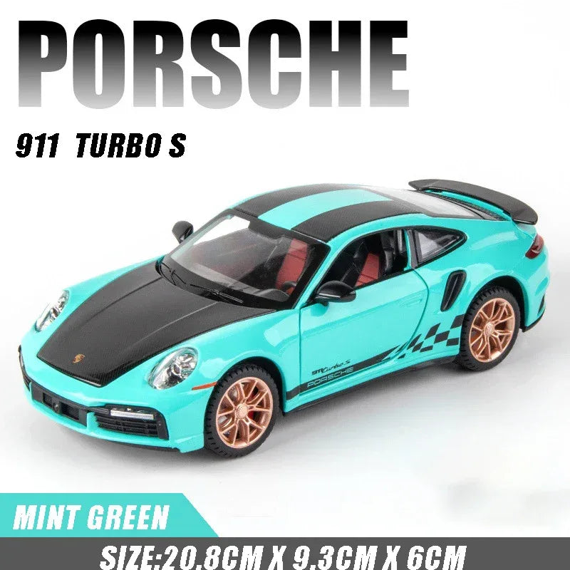 Diecast Porsche 911 Turbo S Pull Back with Sound and Light for Boys - ToylandEU