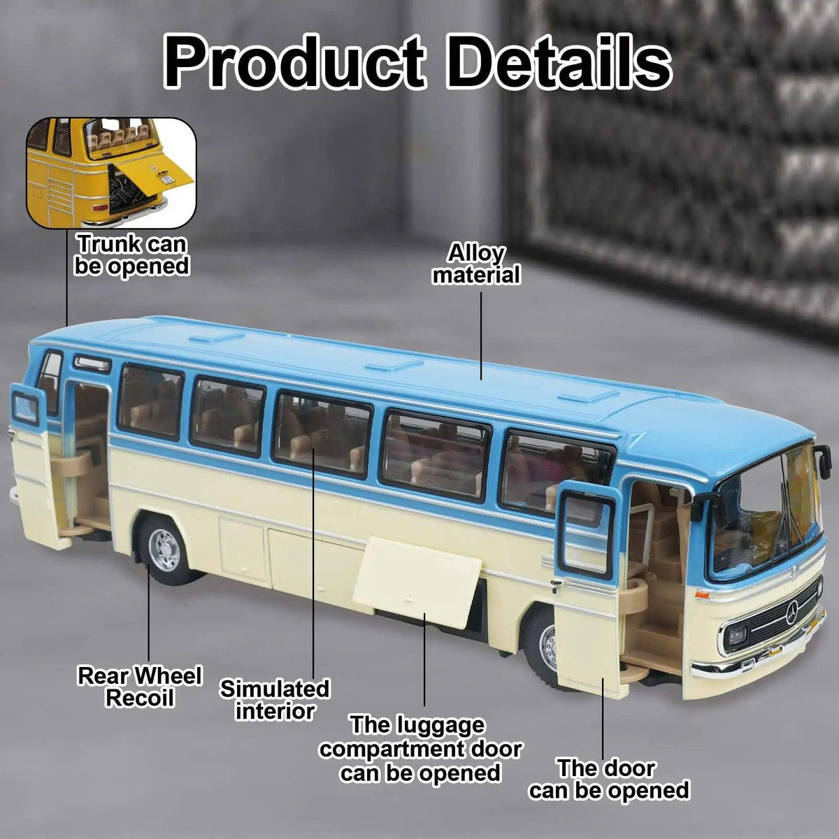 Diecast Power Bus | 1:24 Sound & Light Effects | Toylandeu™