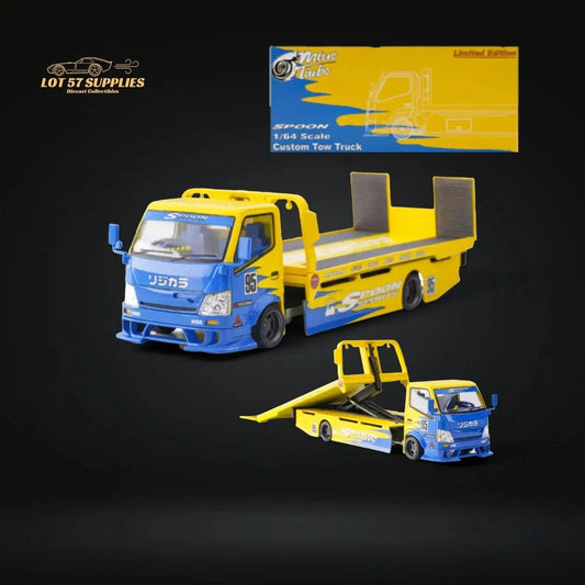  MicroTurbo Hino 300 Custom Flatbed Tow Truck Spoon Livery 1:64 -  ToylandEU™