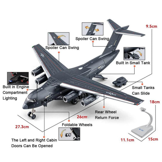 Diecast Y20 Transport Aircraft Model Metal Body For Kids - ToylandEU