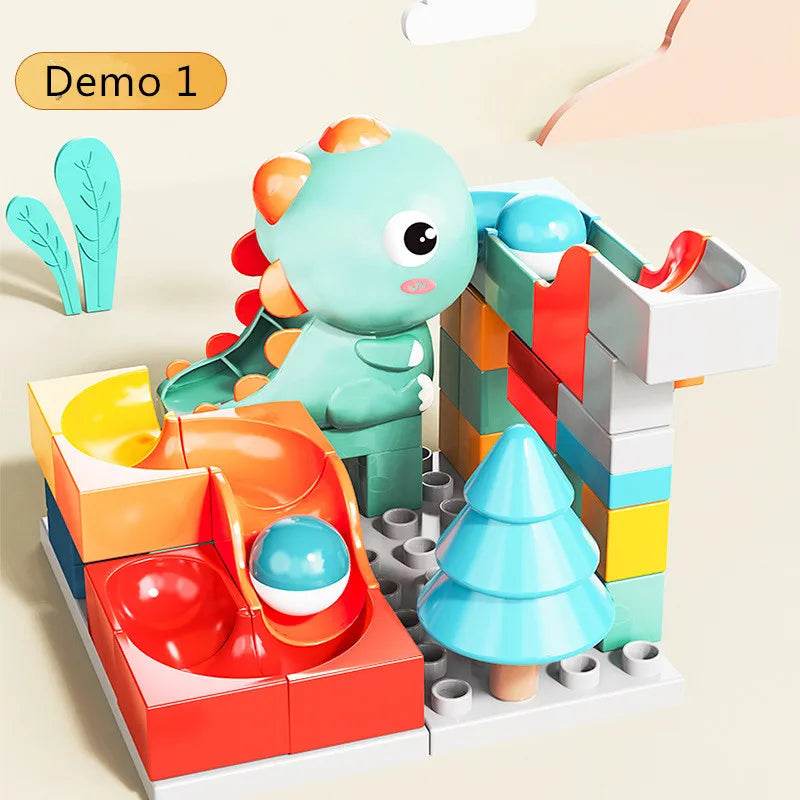 Dino Adventure Marble Run: 62-Piece Building Blocks for Creative Play - ToylandEU