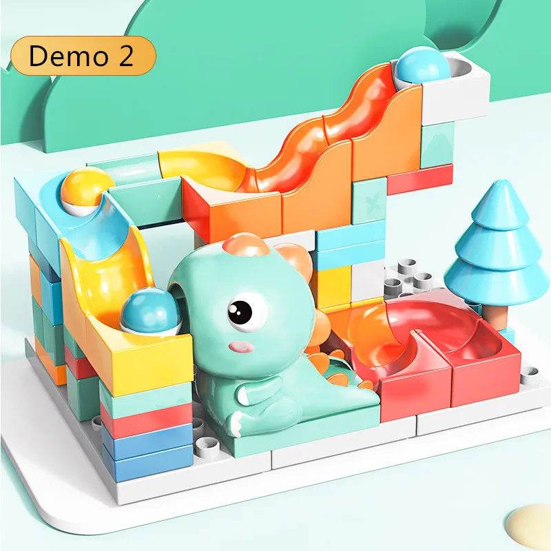 Dino Adventure Marble Run: 62-Piece Building Blocks for Creative Play - ToylandEU