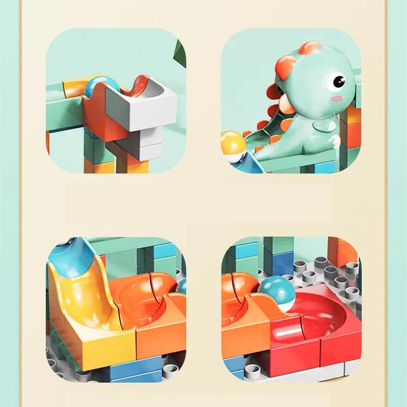 Dino Adventure Marble Run: 62-Piece Building Blocks for Creative Play - ToylandEU