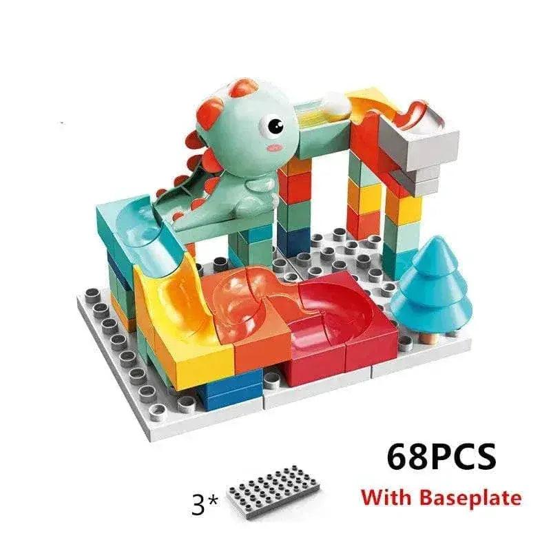  Dino-Themed Marble Run Building Blocks Set - 62 Pieces with Slides,  -  ToylandEU™