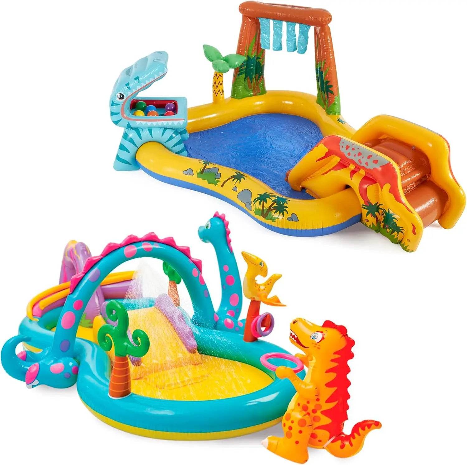 Dinoland Play Center Kiddie Inflatable Pool with Slides - ToylandEU