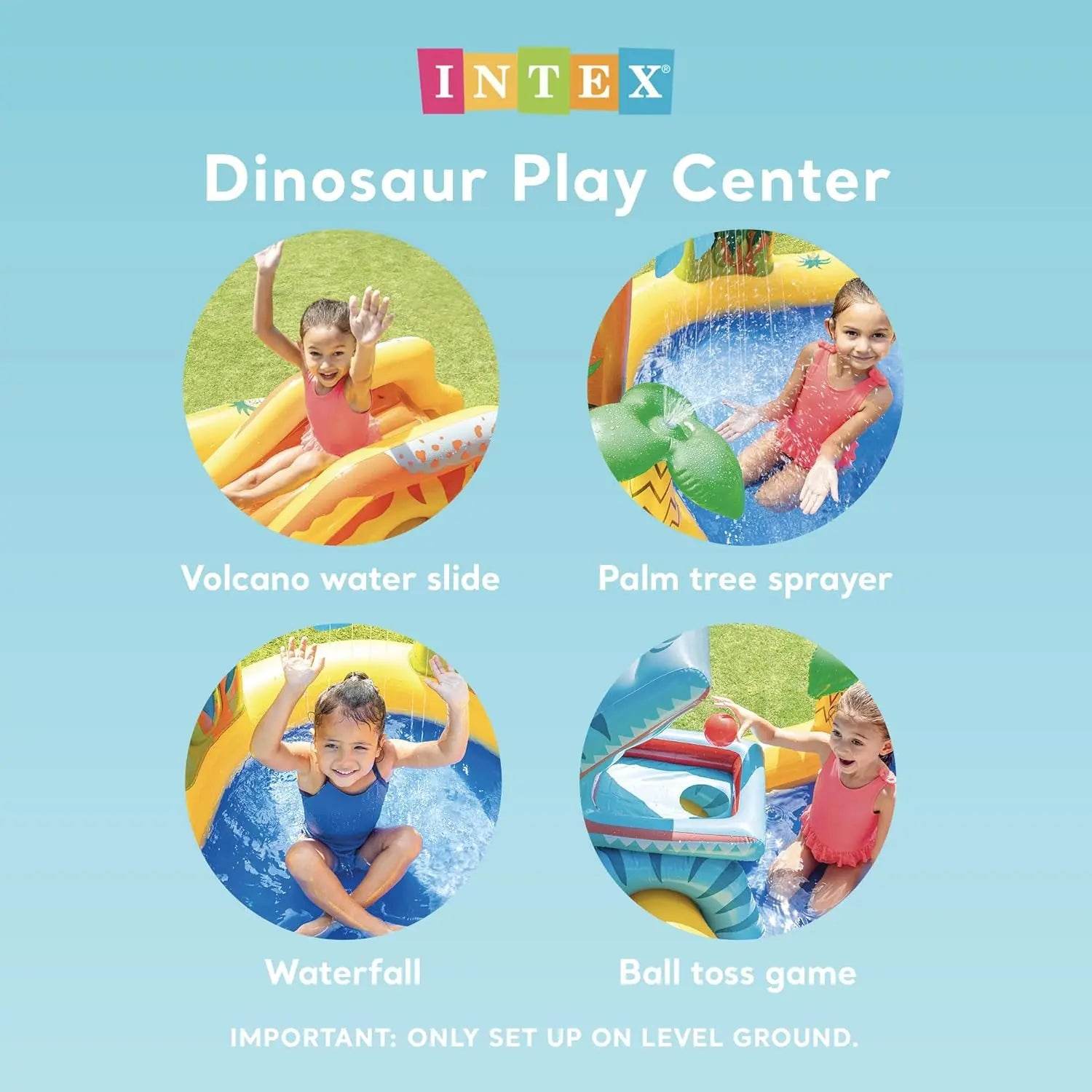 Dinoland Play Center Kiddie Inflatable Pool with Slides - ToylandEU