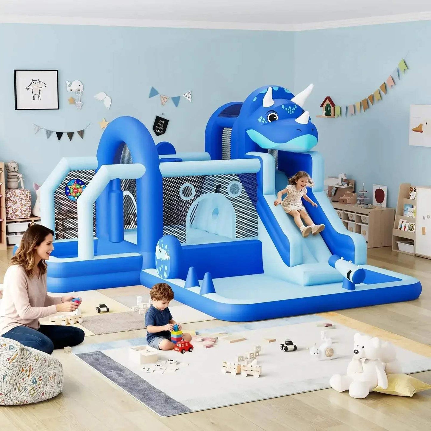 Dinosaur Bounce House With Water Slide For Kids Quick Setup - ToylandEU