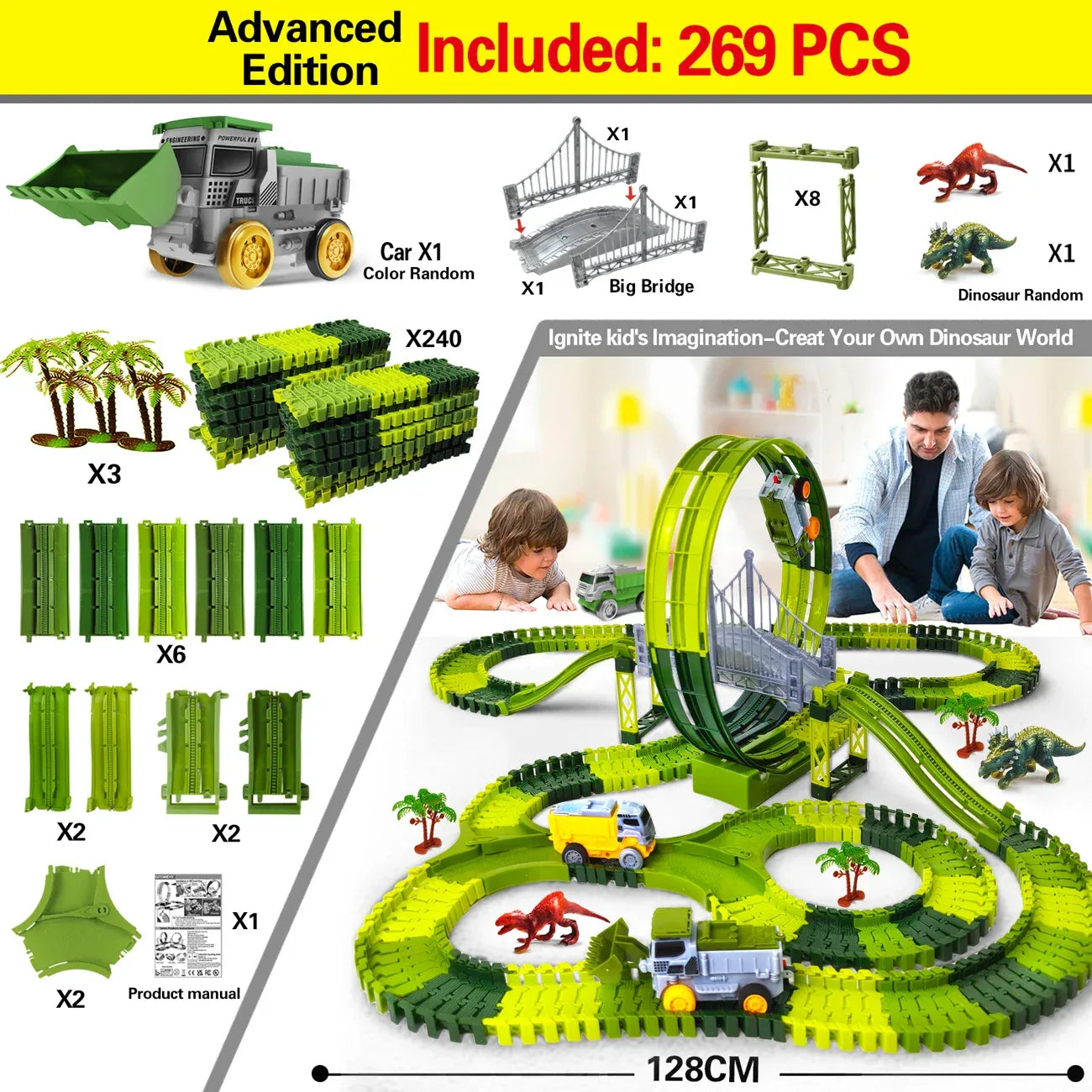 Dinosaur Car Track Flexible Rail Educational Puzzle Toy - ToylandEU