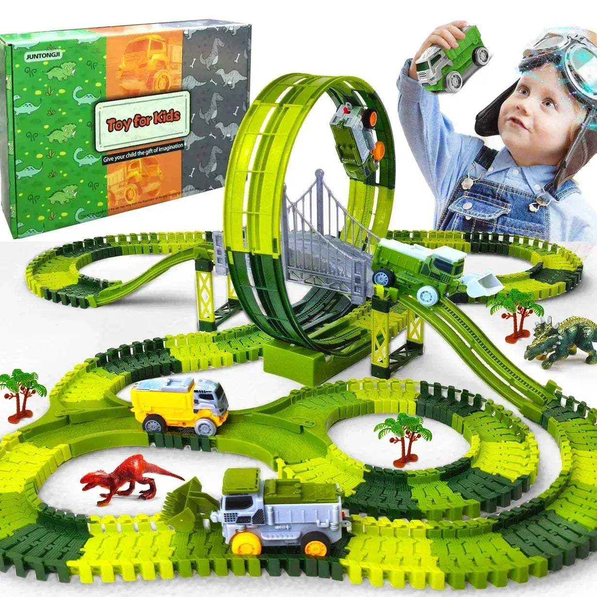  Dinosaur Car Track Flexible Rail Educational Toy -  ToylandEU™