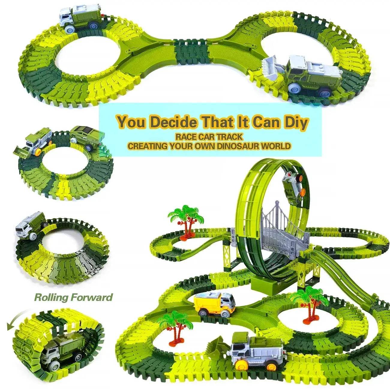  Dinosaur Car Track Flexible Rail Educational Toy -  ToylandEU™