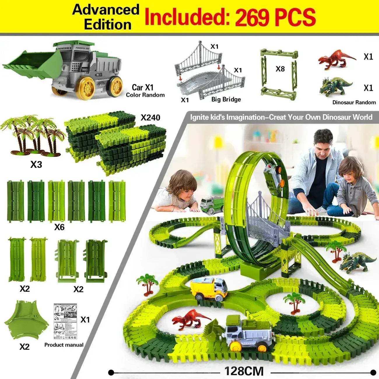  Dinosaur Car Track Flexible Rail Educational Toy -  ToylandEU™