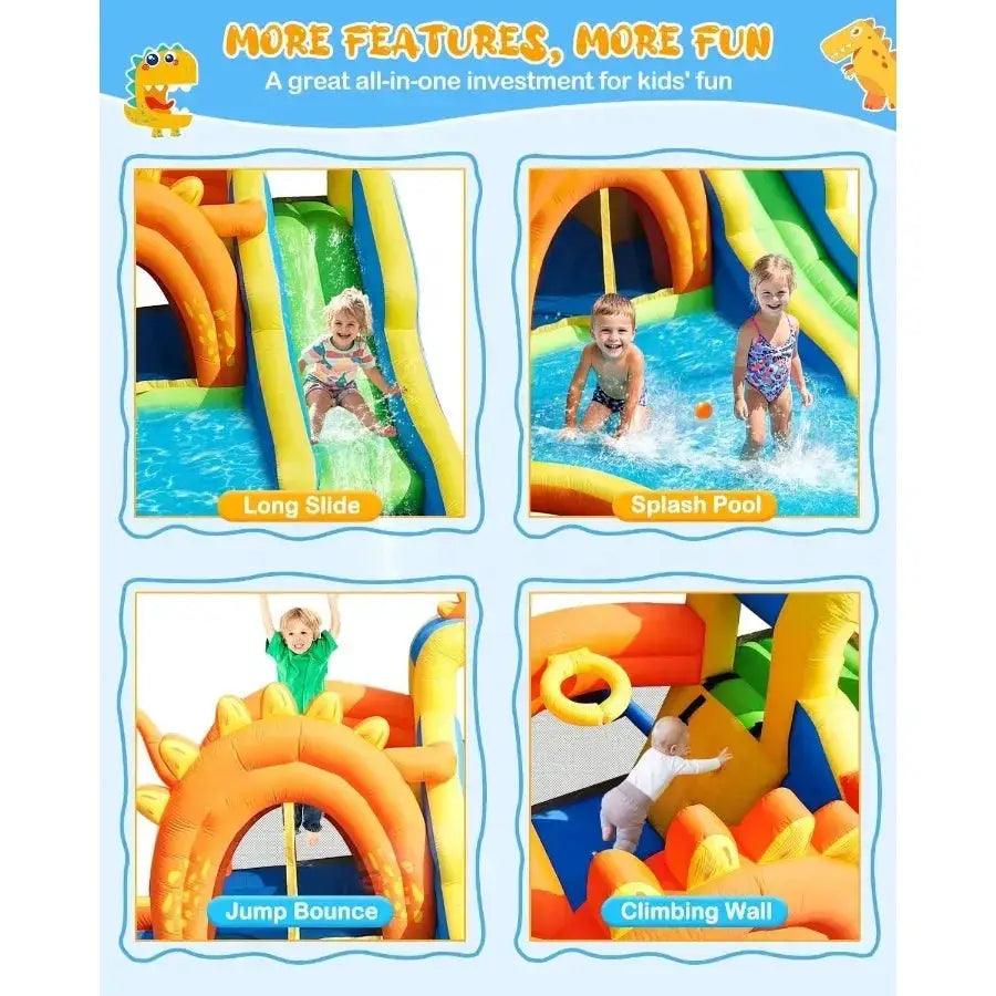  Dinosaur Inflatable Water Park 7 In 1 Features Backyard Play -  ToylandEU™