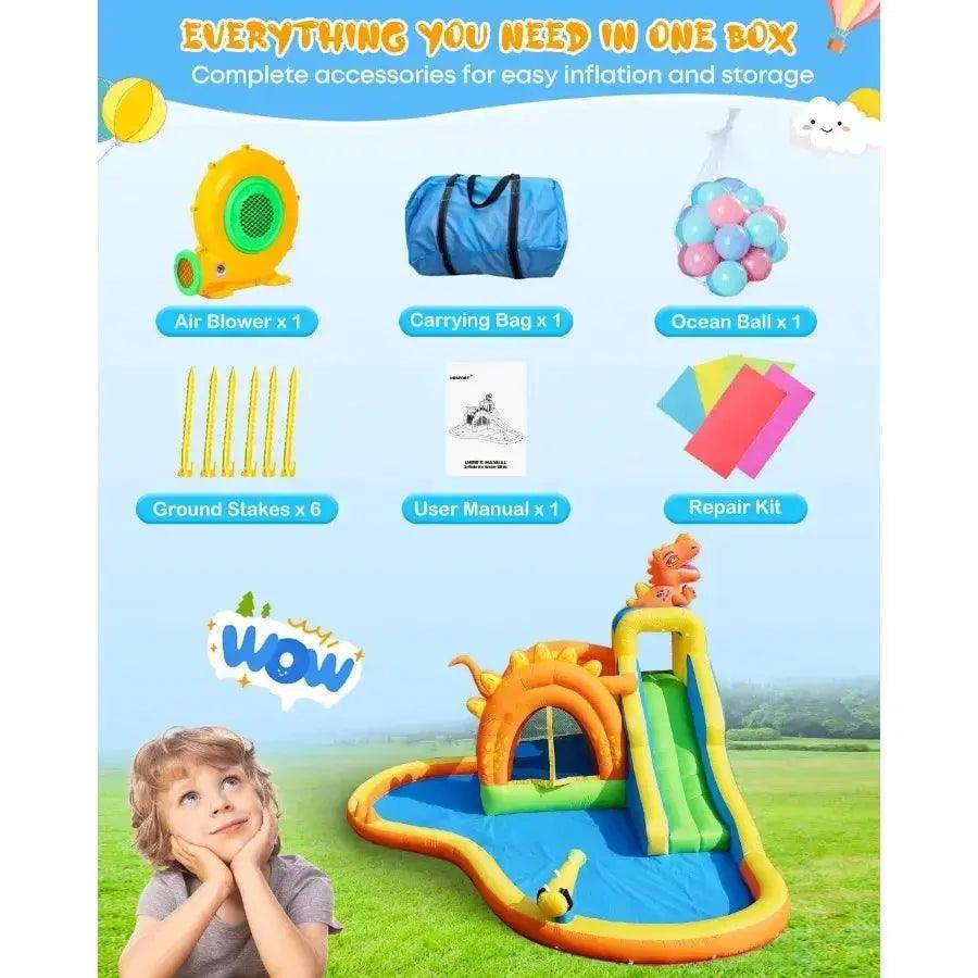  Dinosaur Inflatable Water Park 7 In 1 Features Backyard Play -  ToylandEU™