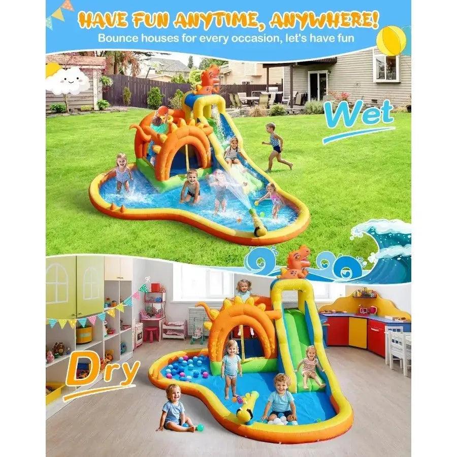  Dinosaur Inflatable Water Park 7 In 1 Features Backyard Play -  ToylandEU™