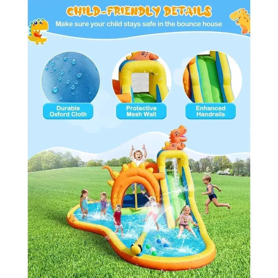  Dinosaur Inflatable Water Park 7 In 1 Features Backyard Play -  ToylandEU™