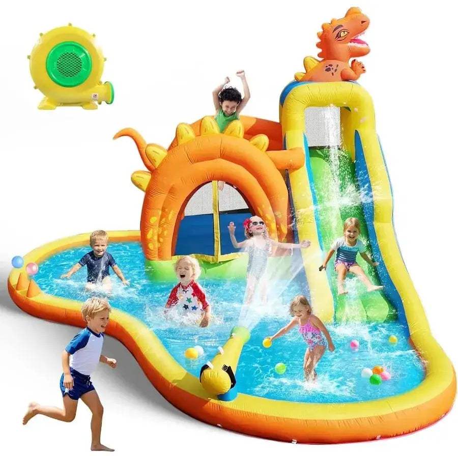 Dinosaur Inflatable Water Park With 7 In 1 Features - ToylandEU