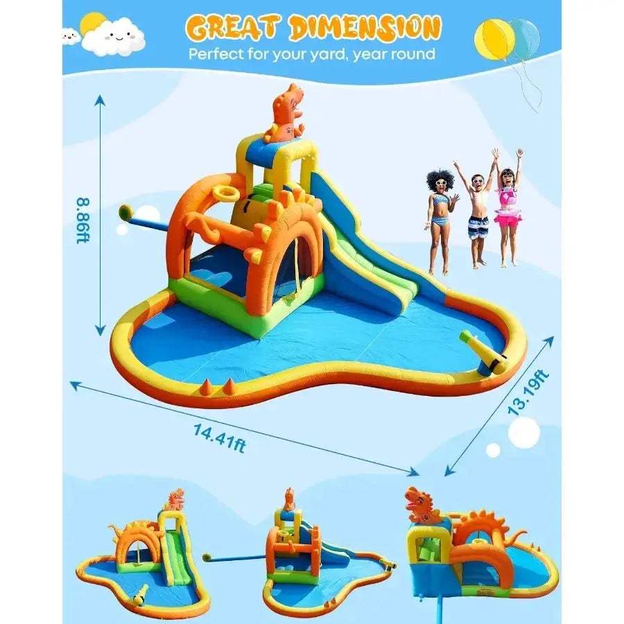 Dinosaur Inflatable Water Park With 7 In 1 Features - ToylandEU