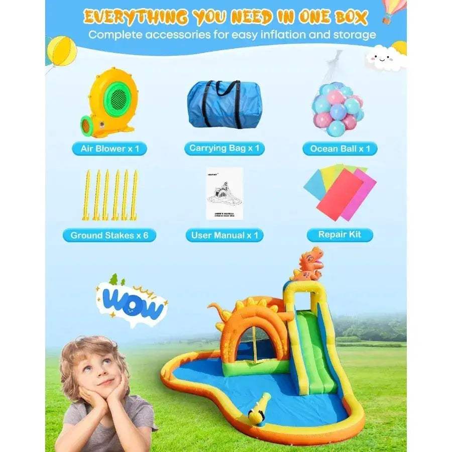 Dinosaur Inflatable Water Park With 7 In 1 Features - ToylandEU