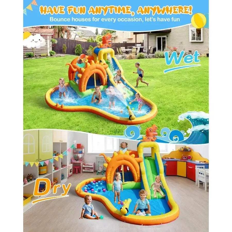 Dinosaur Inflatable Water Park With 7 In 1 Features - ToylandEU