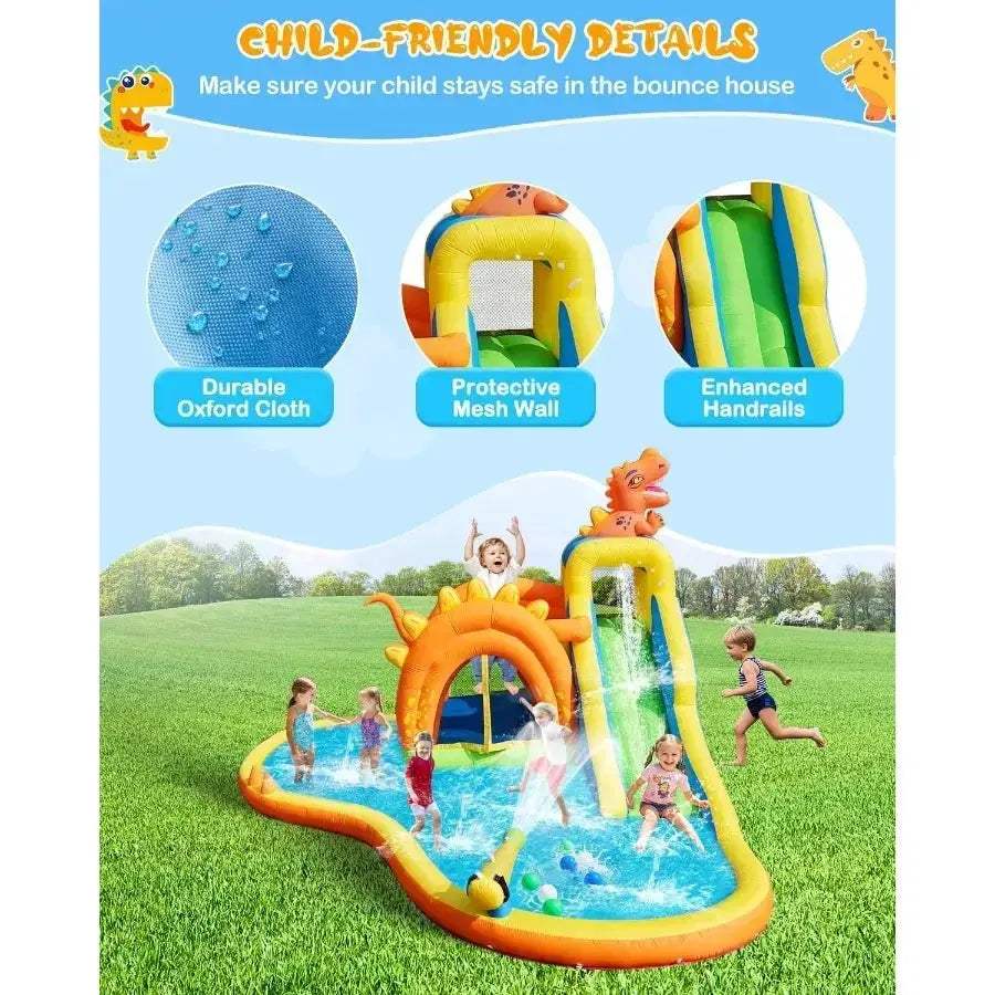 Dinosaur Inflatable Water Park With 7 In 1 Features - ToylandEU