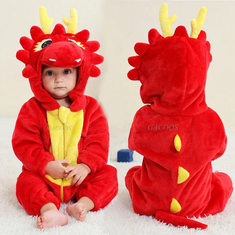 Dinosaur Kigurumi Baby Onesie Pajamas With Hooded Cozy Warmth - ToylandEU