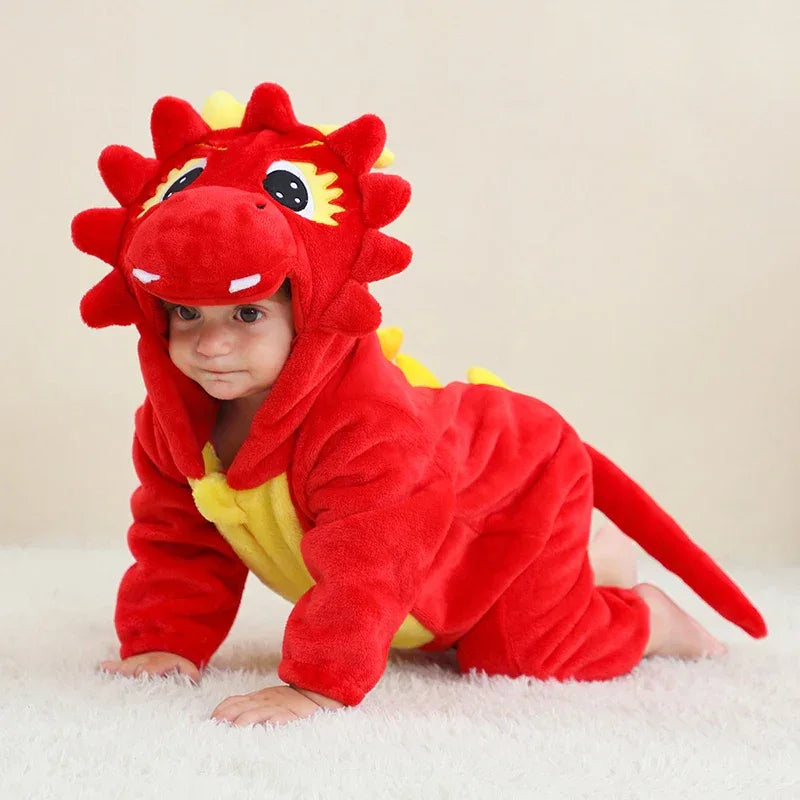 Dinosaur Kigurumi Baby Onesie Pajamas With Hooded Cozy Warmth - ToylandEU