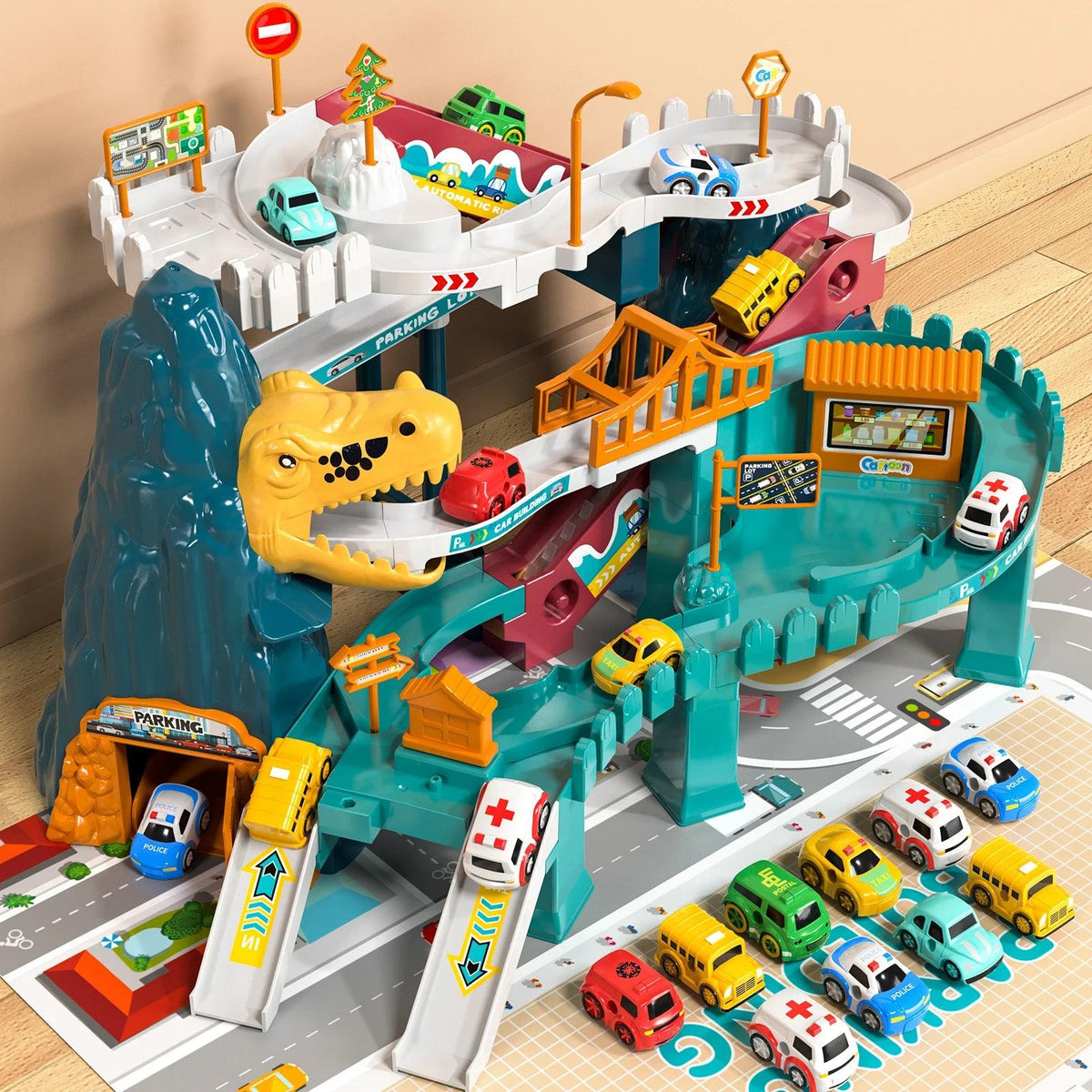 Dinosaur Race Track Toy | Diecast Cars | Toylandeu™