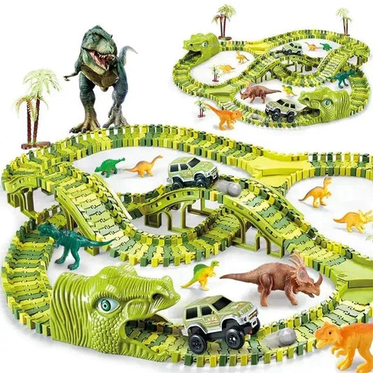  Dinosaur Racing Track Set With Bright Flash Light For Kids -  ToylandEU™