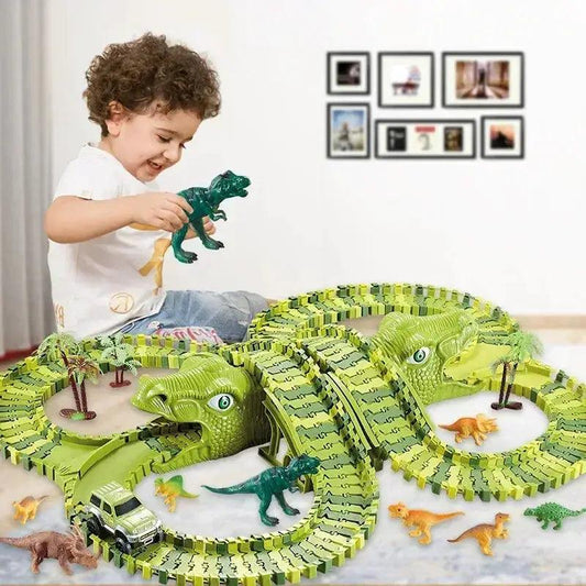  Dinosaur Racing Track Set With Bright Flash Light For Kids -  ToylandEU™