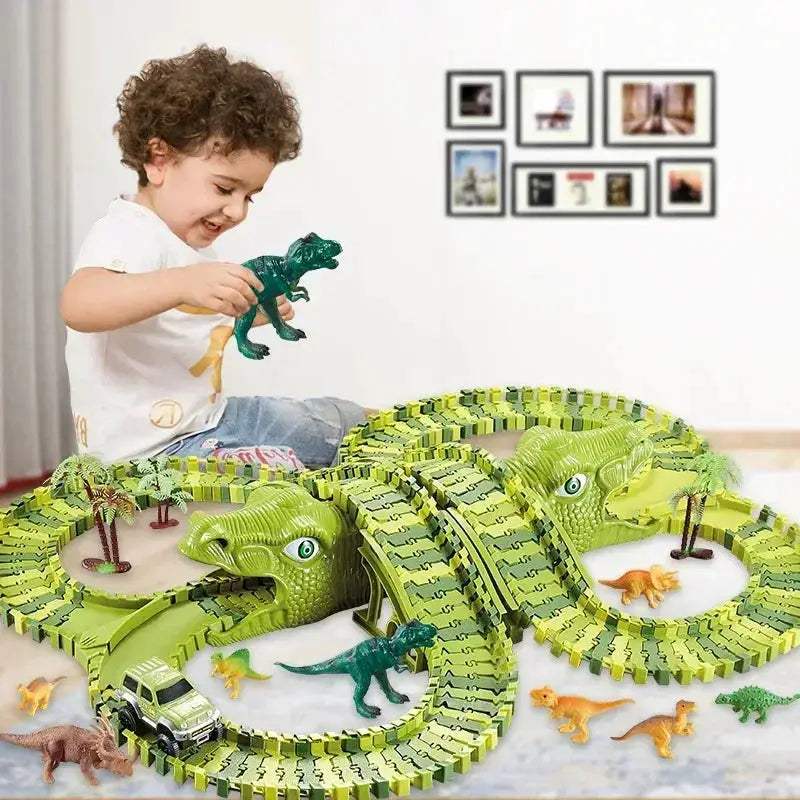 Dinosaur Racing Track Set With Flash Light For Kids - ToylandEU