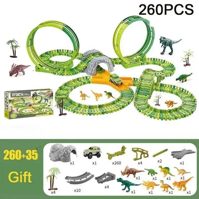 Dinosaur Racing Track Set With Flash Light For Kids - ToylandEU