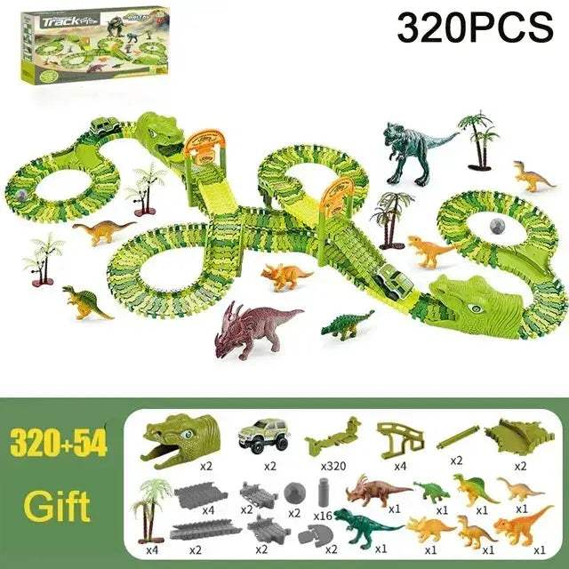 Dinosaur Racing Track Set With Flash Light For Kids - ToylandEU
