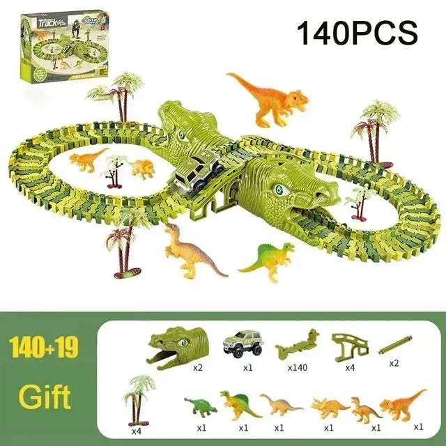 Dinosaur Racing Track Set With Flash Light For Kids - ToylandEU