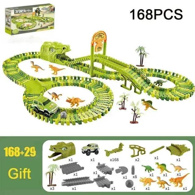 Dinosaur Racing Track Set With Flash Light For Kids - ToylandEU