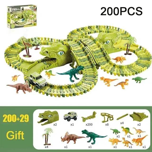 Dinosaur Racing Track Set With Flash Light For Kids - ToylandEU